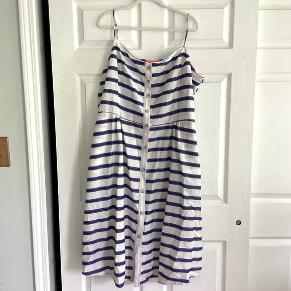 Joules striped midi dress. Plus size 22. Blue, white, and neon pink. - Picture 1 of 4